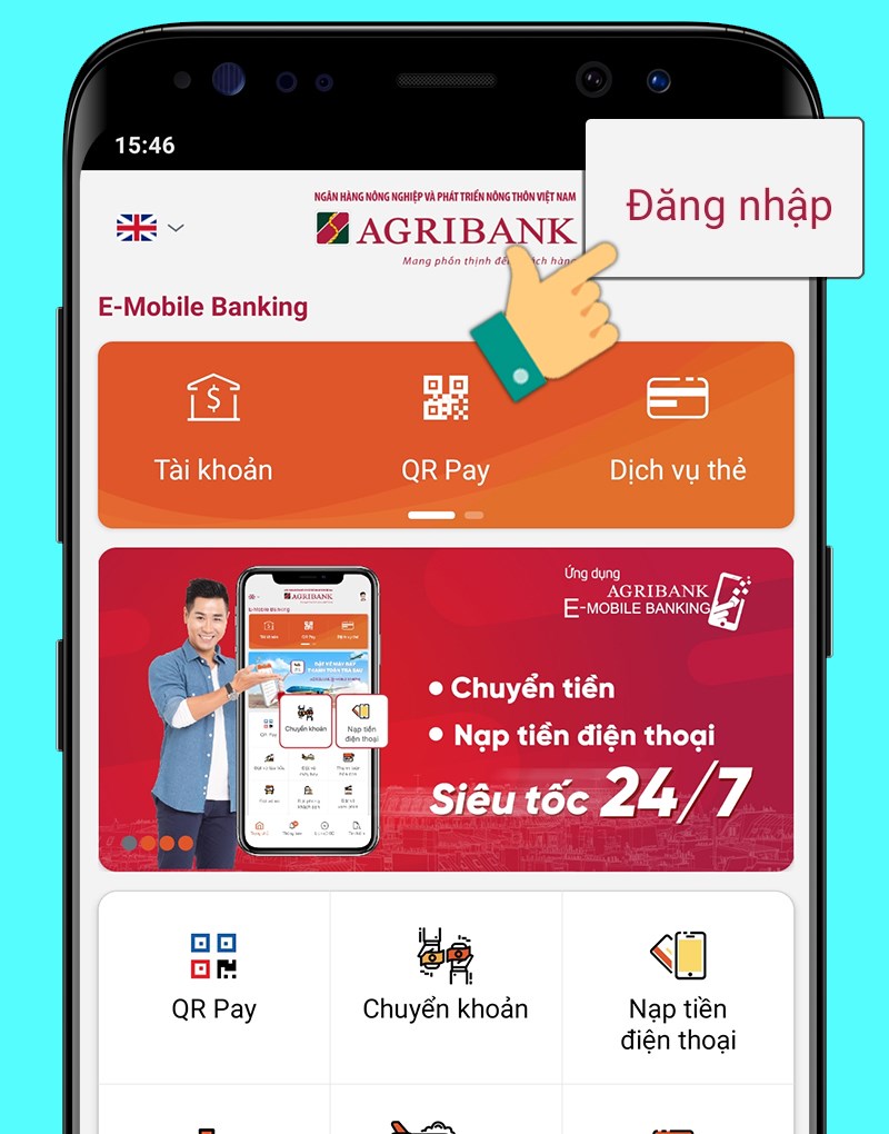 Chuyển khoản qua Agribank E-mobile Banking